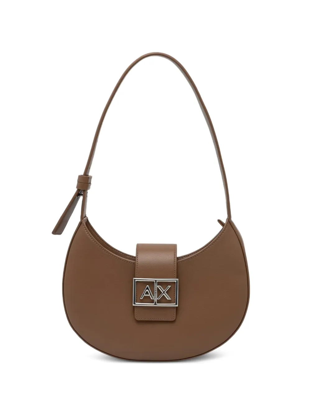 Armani Exchange logo-plaque crescent shoulder bag - Braun