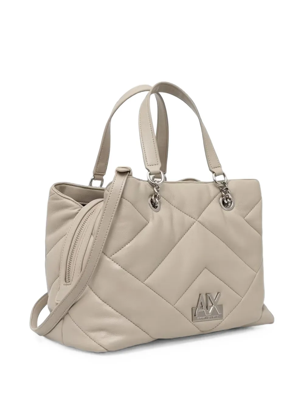 Armani Exchange Leren shopper Beige