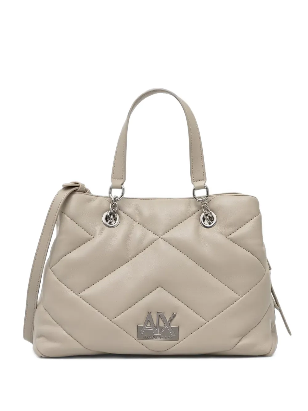 Armani Exchange Quilted Leather Tote Bag In Neutral