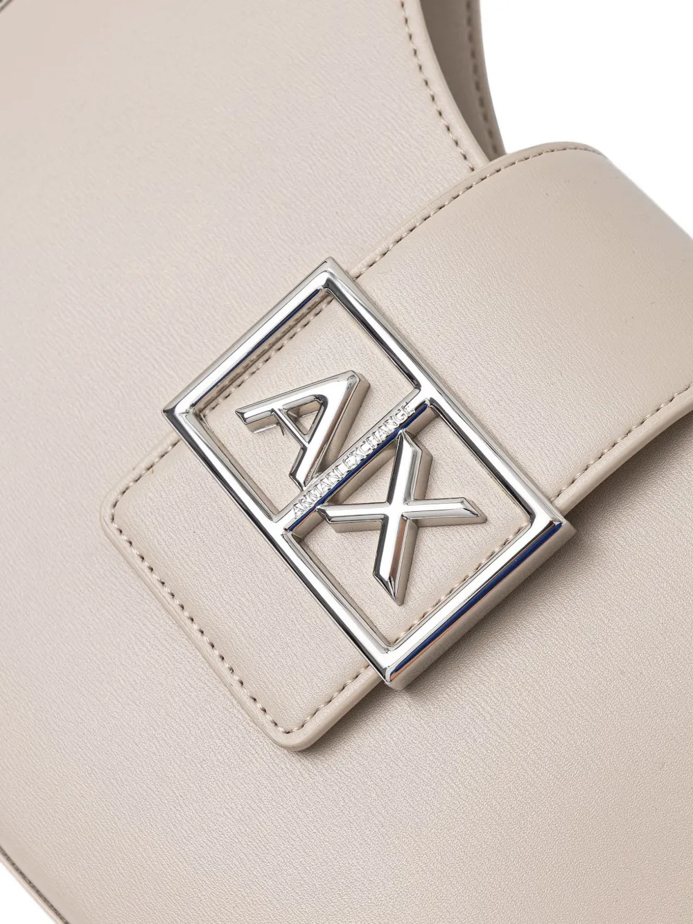 Armani Exchange Halvemaanvormige schoudertas met logoplakkaat Beige