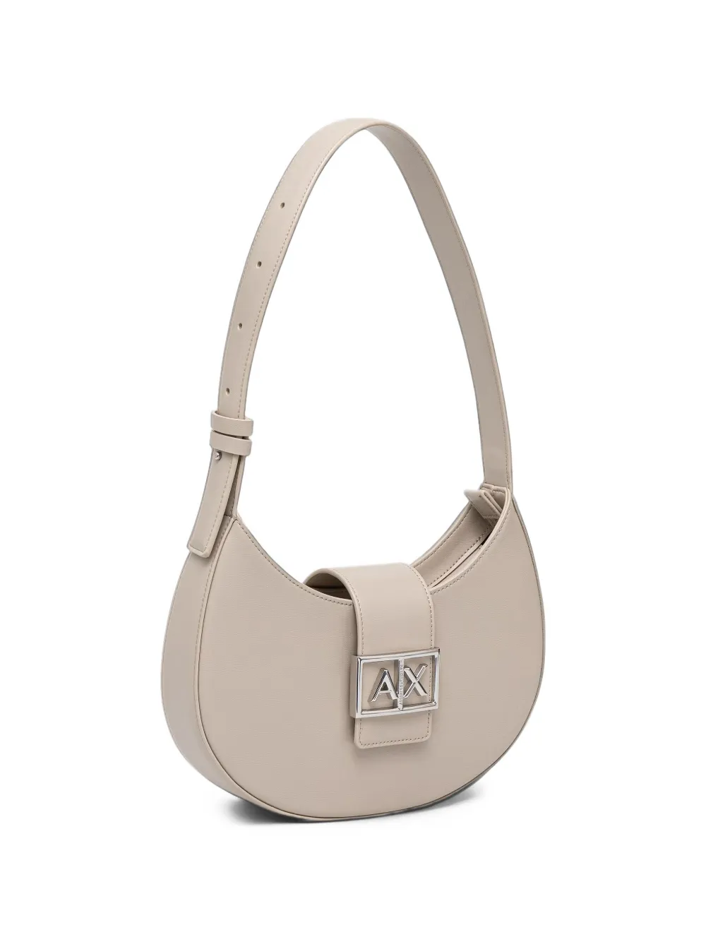Armani Exchange Halvemaanvormige schoudertas met logoplakkaat Beige