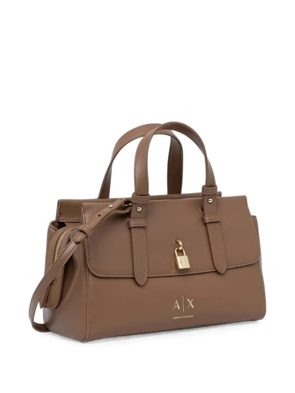 Armani Exchange Schoudertas met hangslot-detail en logo-print Bruin