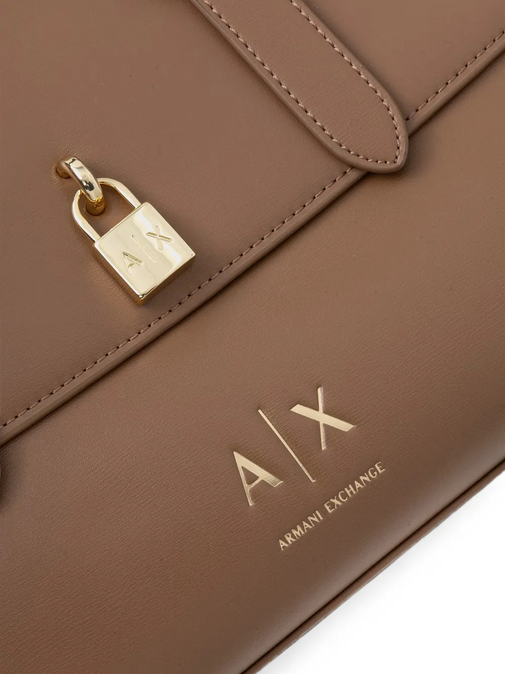 Armani Exchange Schoudertas met hangslot-detail en logo-print Bruin