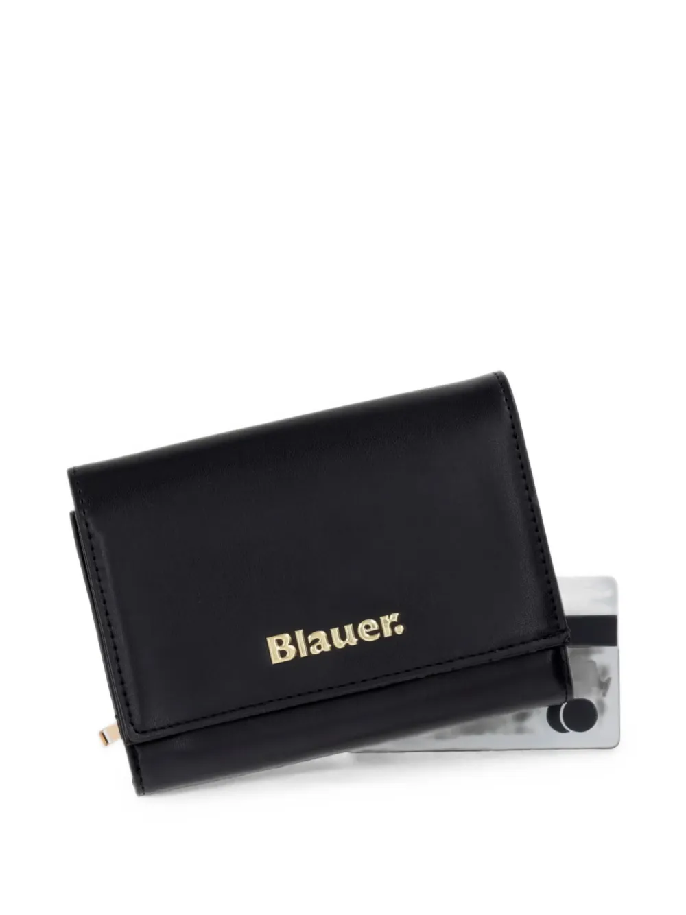 Blauer Portemonnee met logoplakkaat Zwart