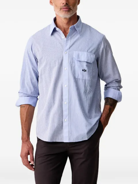 Armani Exchange logo-embroidered patchwork shirt