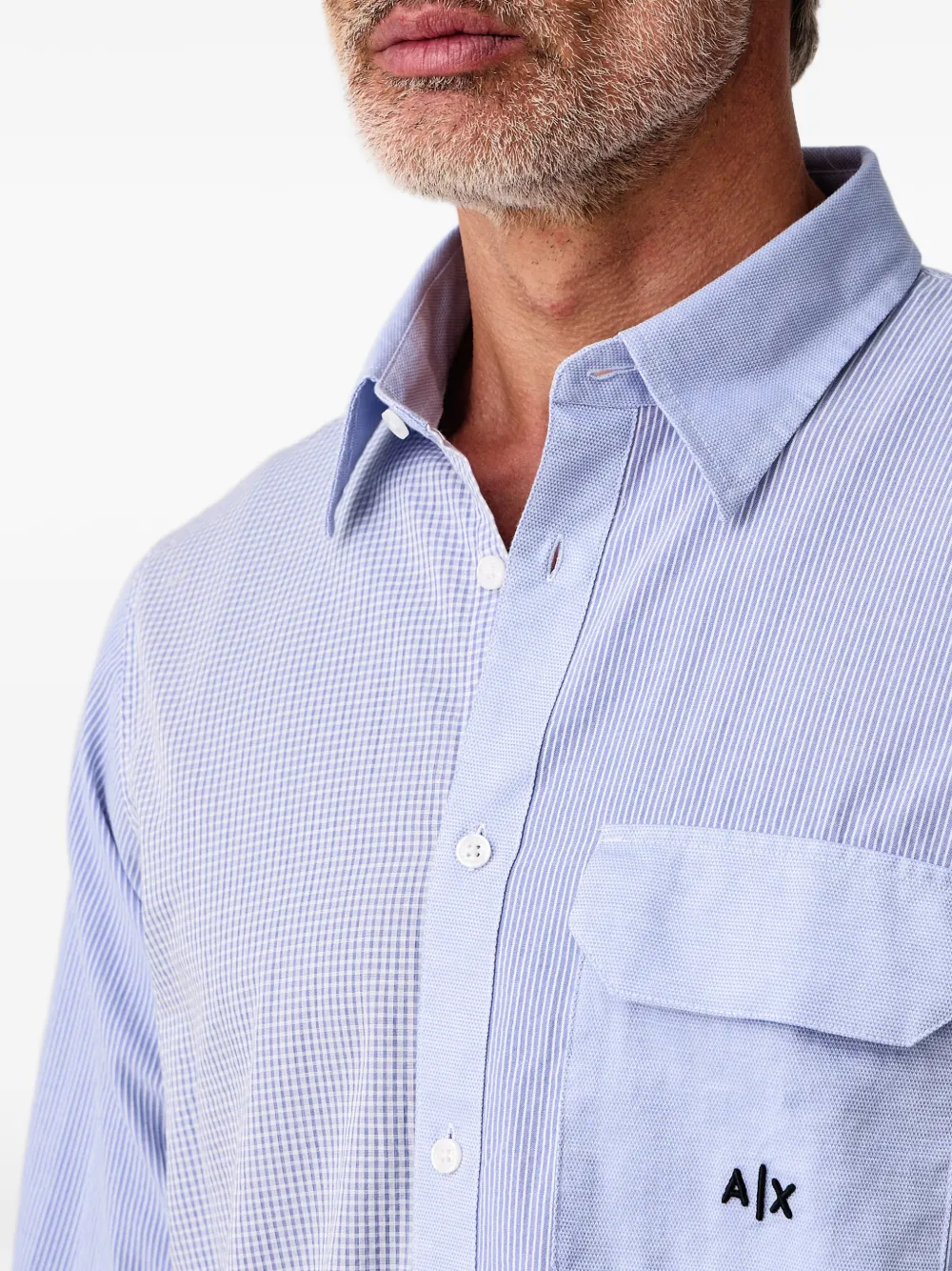 Armani Exchange Overhemd met geborduurd logo Blauw