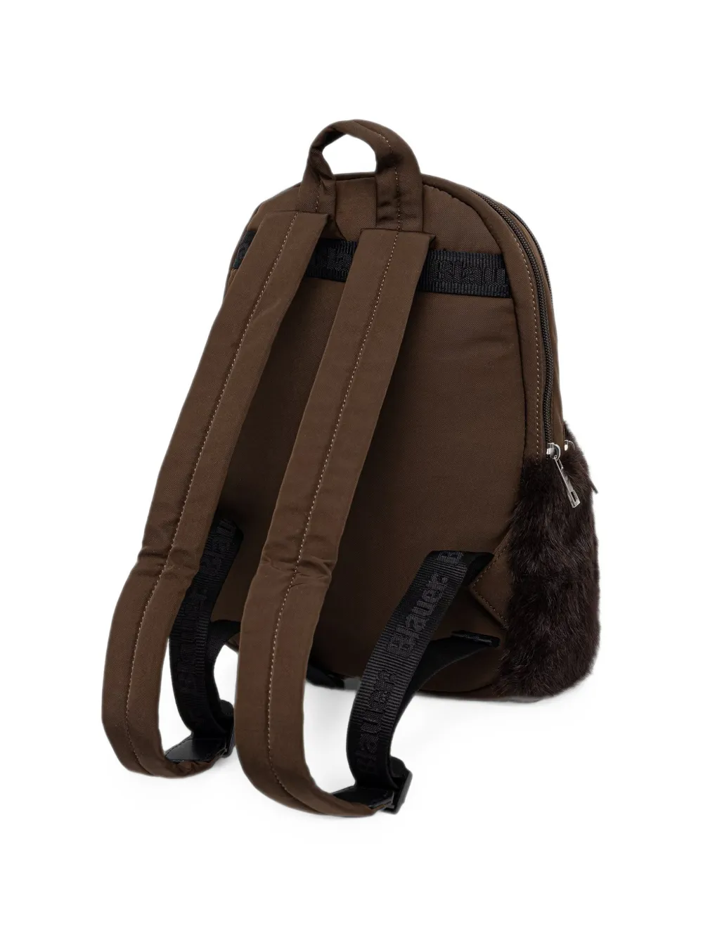 Blauer Rugzak van imitatiebont met logo-patch Bruin