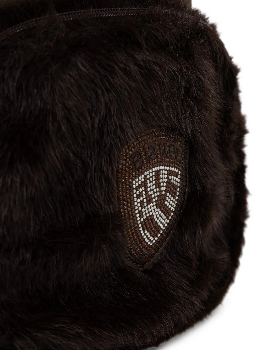 Blauer Rugzak van imitatiebont met logo-patch Bruin