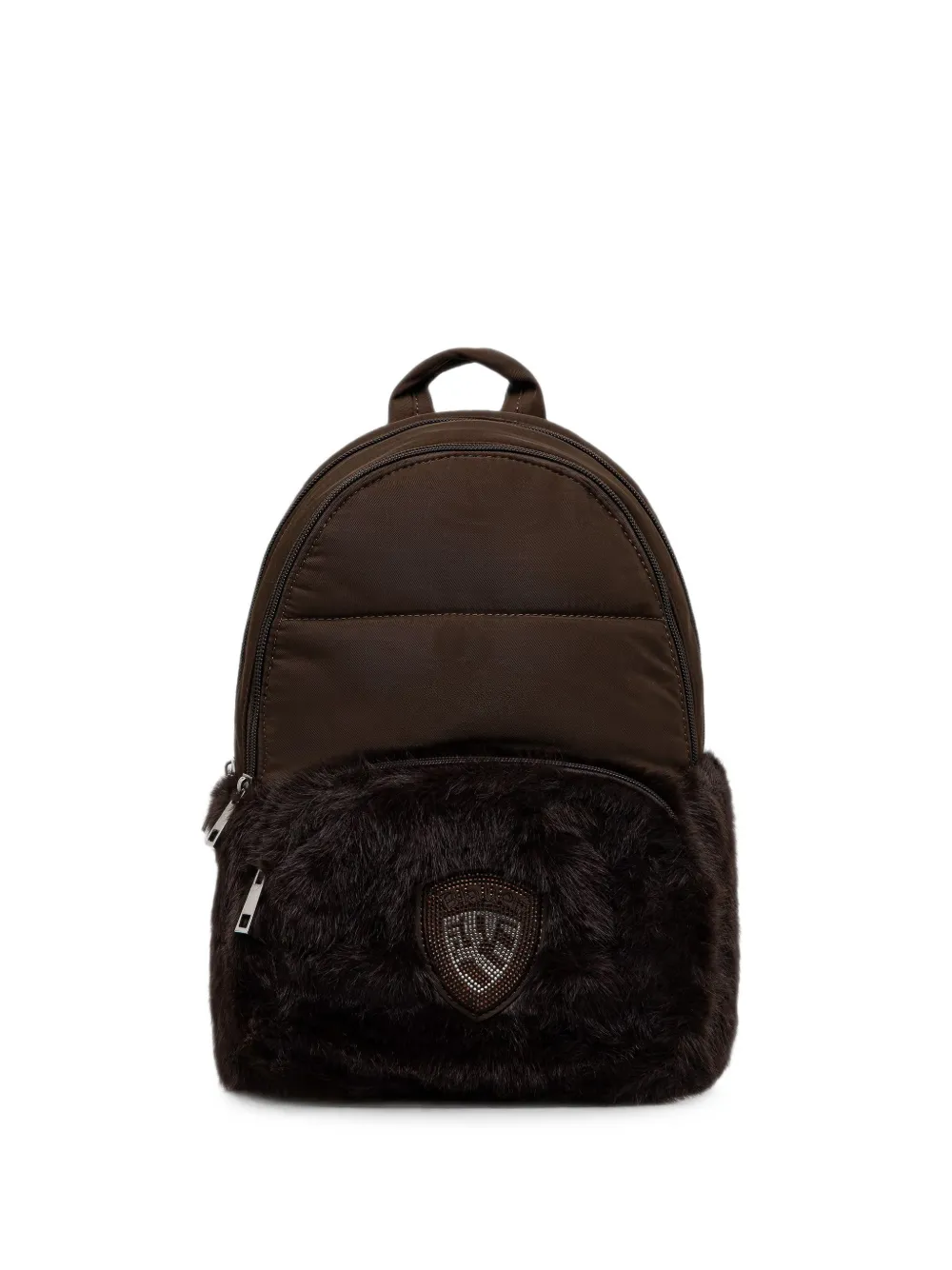 Blauer faux-fur logo-patch backpack - Marrone