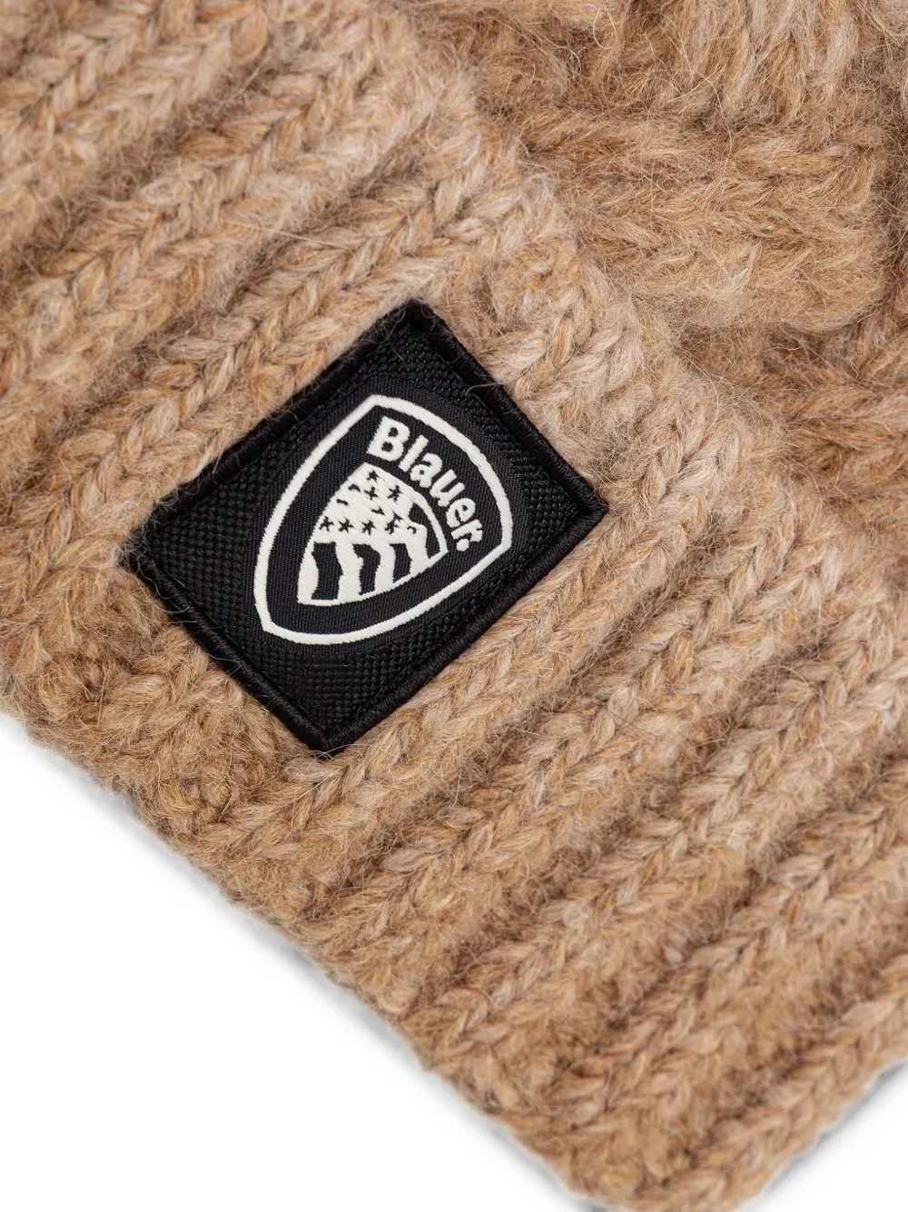 Blauer Euclid cable-knit beanie hat Beige
