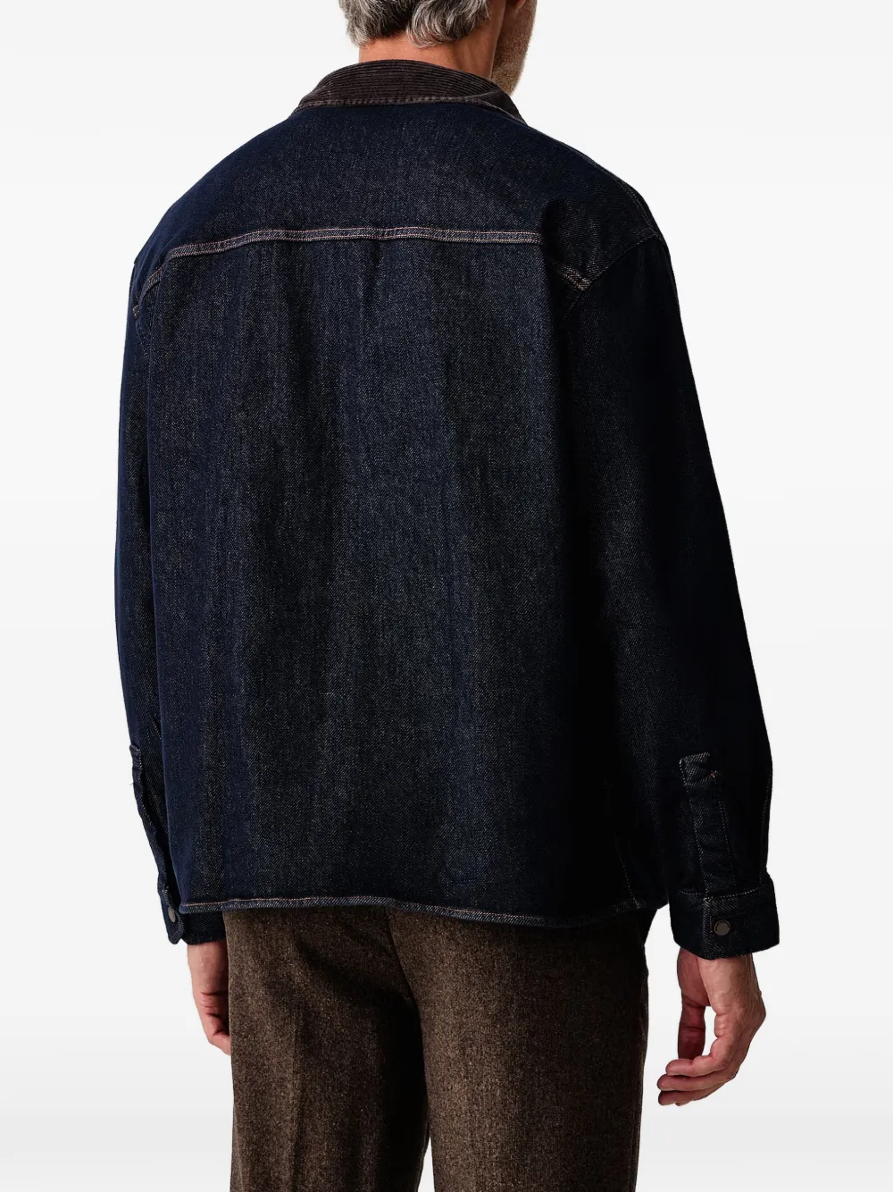 Armani Exchange Denim overhemd met ribfluwelen afwerking Blauw