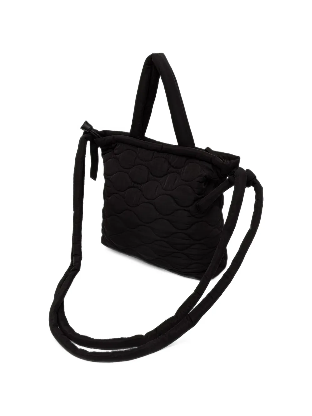 Blauer quilted logo-patch tote bag Zwart