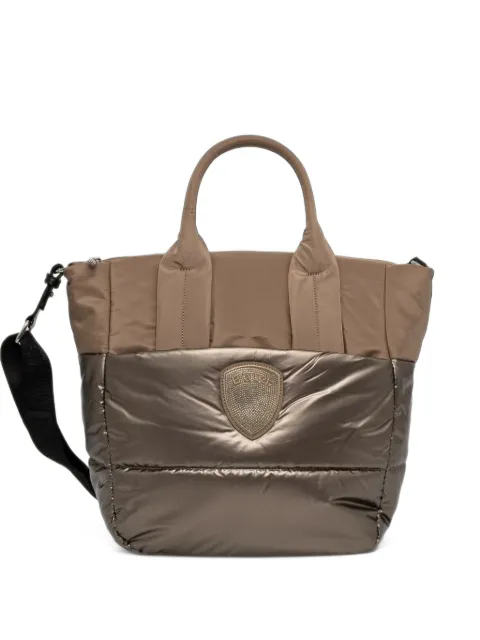 Blauer crystal-logo quilted tote bag