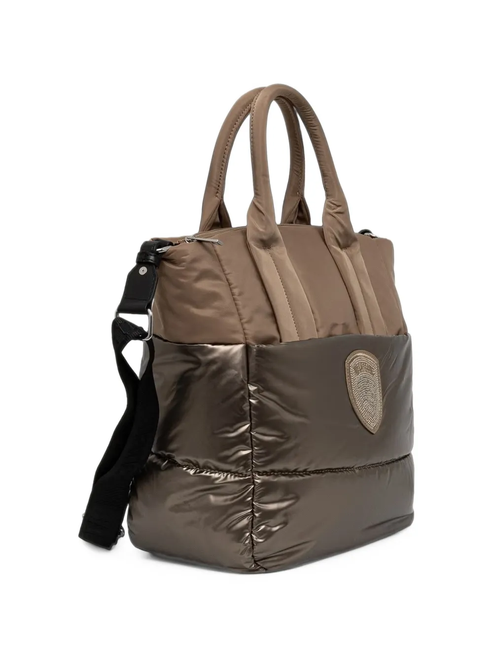 Blauer crystal-logo quilted tote bag Beige