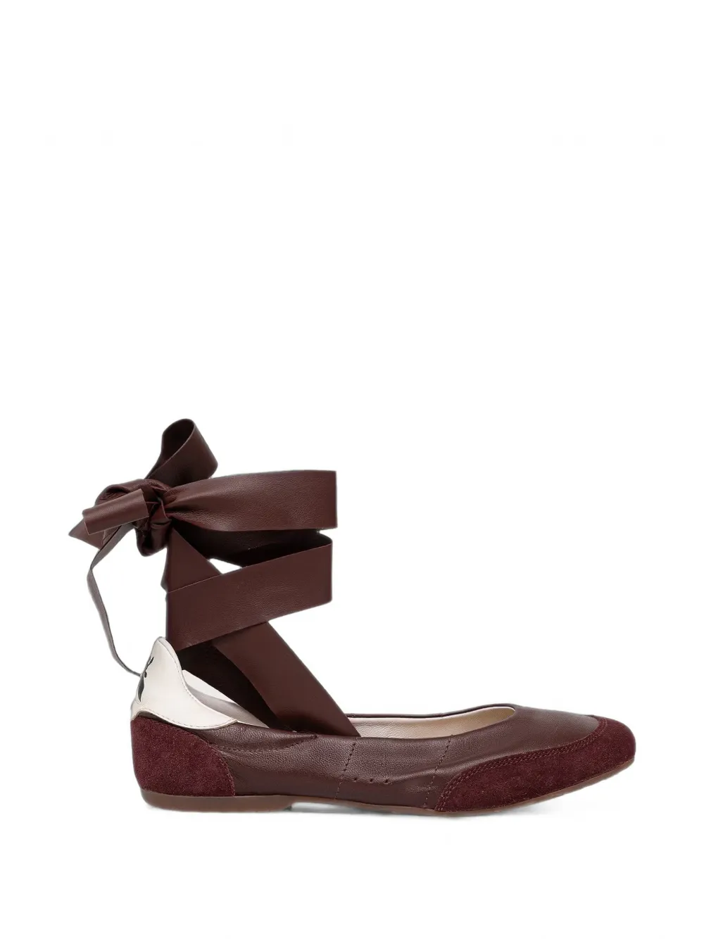 Patrizia Pepe leather tie-fastening ballet flats - Marron