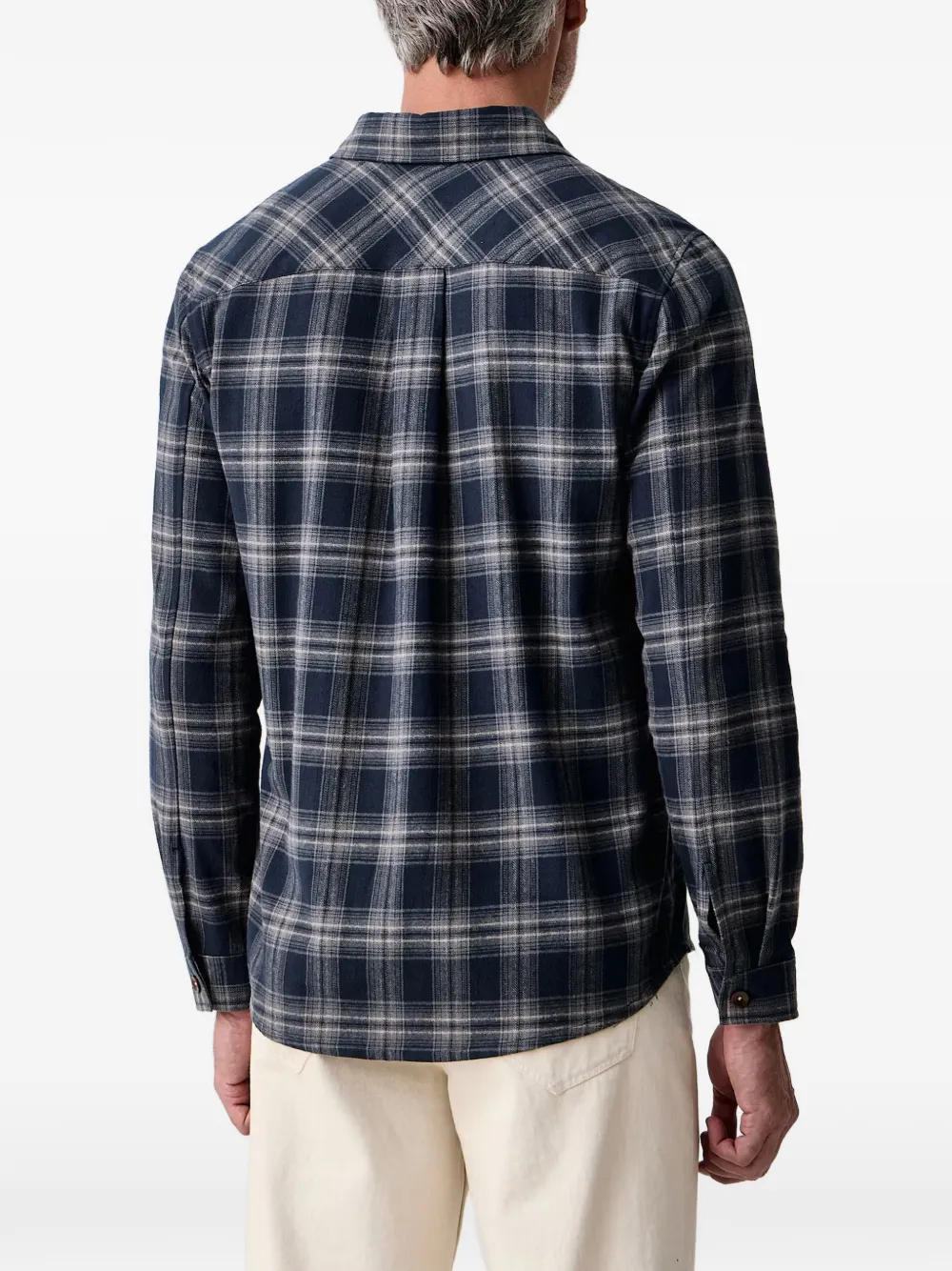 Mos Mosh David geruit overhemd met zakdetail Blauw