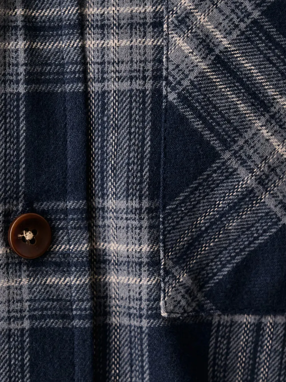 Mos Mosh David geruit overhemd met zakdetail Blauw
