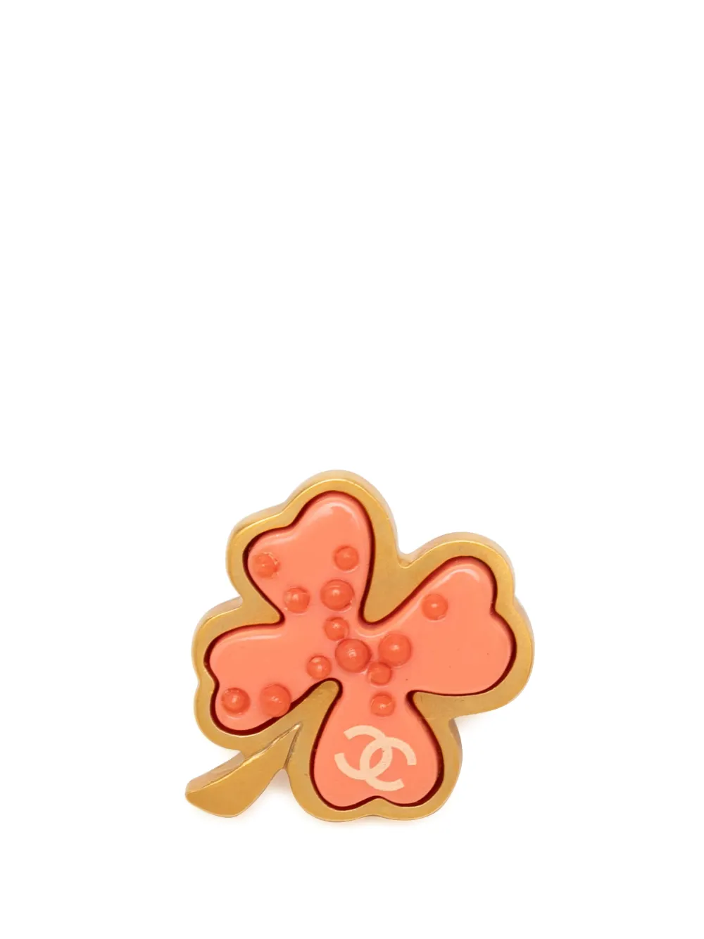 CHANEL Pre-Owned 2003 Gold Plated Resin Four Leaf Clover Brooch costume brooch - Oro