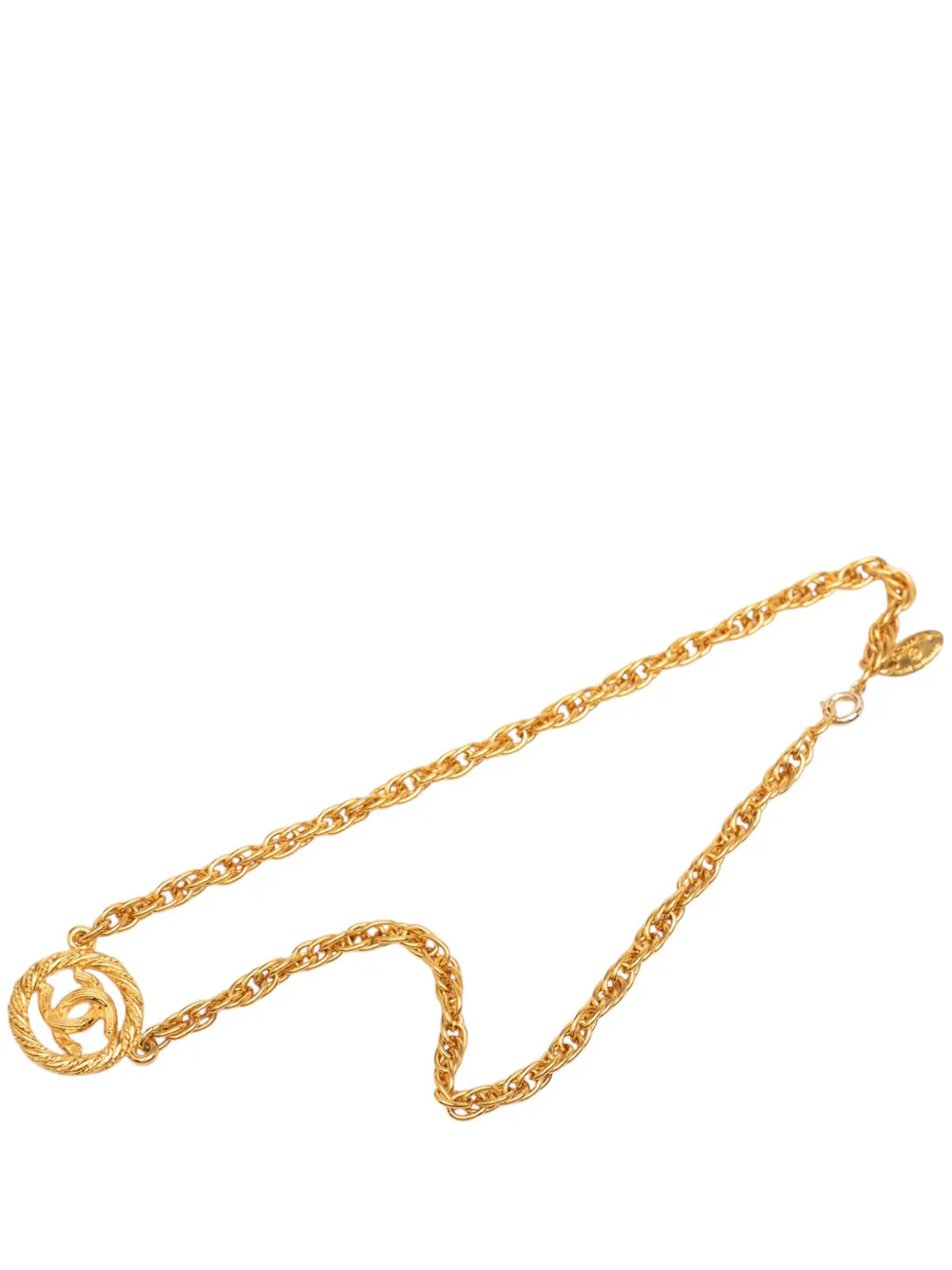 CHANEL Pre-Owned 1970-1980 CC Gold Plated Round Pendant Necklace costume necklace - Oro