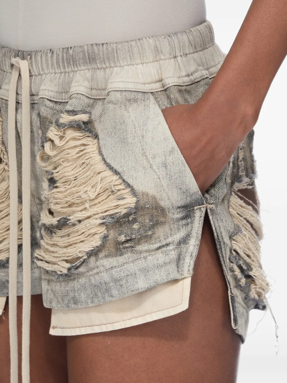 Rick Owens DRKSHDW distressed layered-effect shorts Grijs
