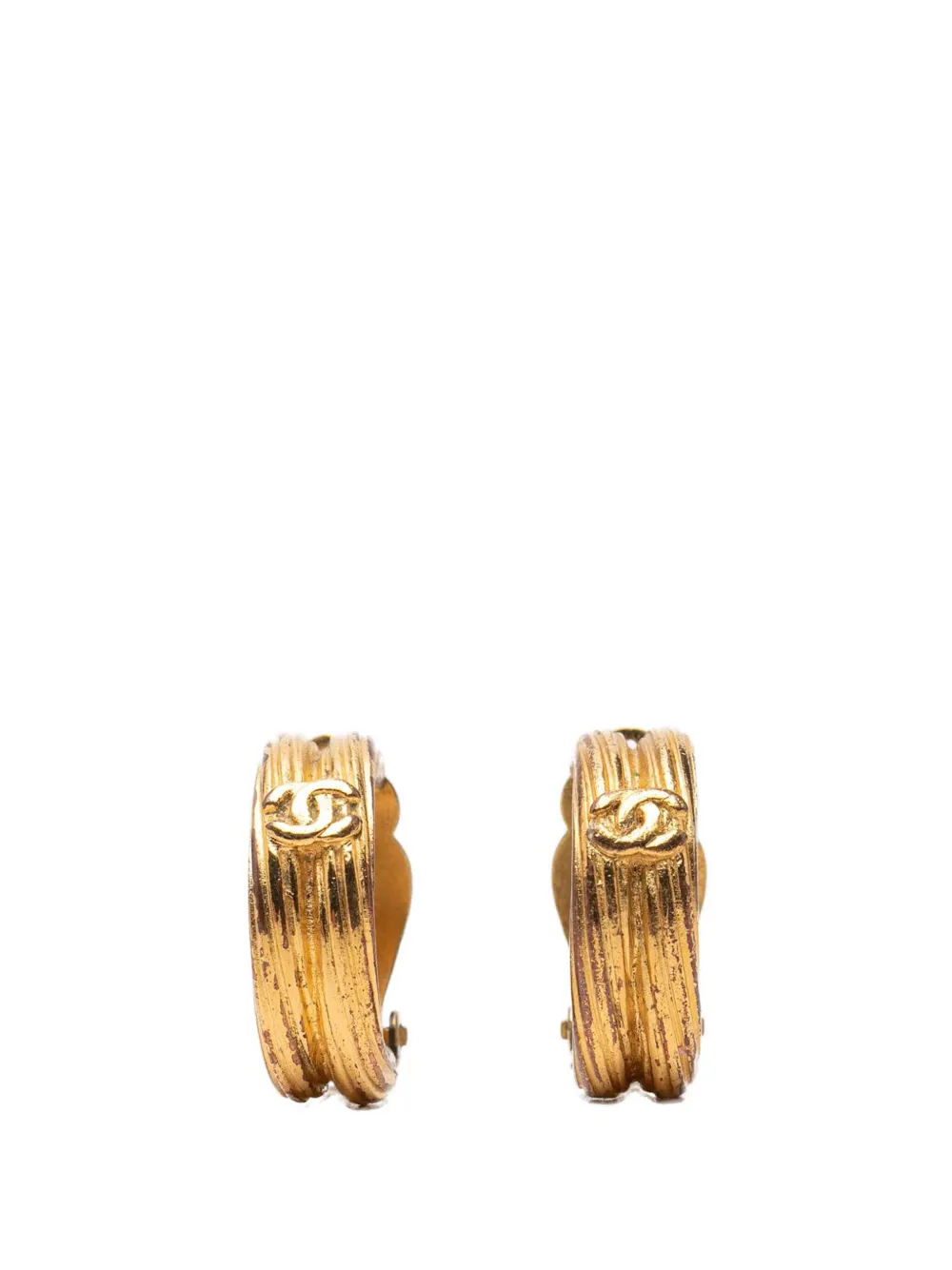 CHANEL Pre-Owned 1993 CC Gold Plated Hoop Clip On Earrings costume earrings - Oro