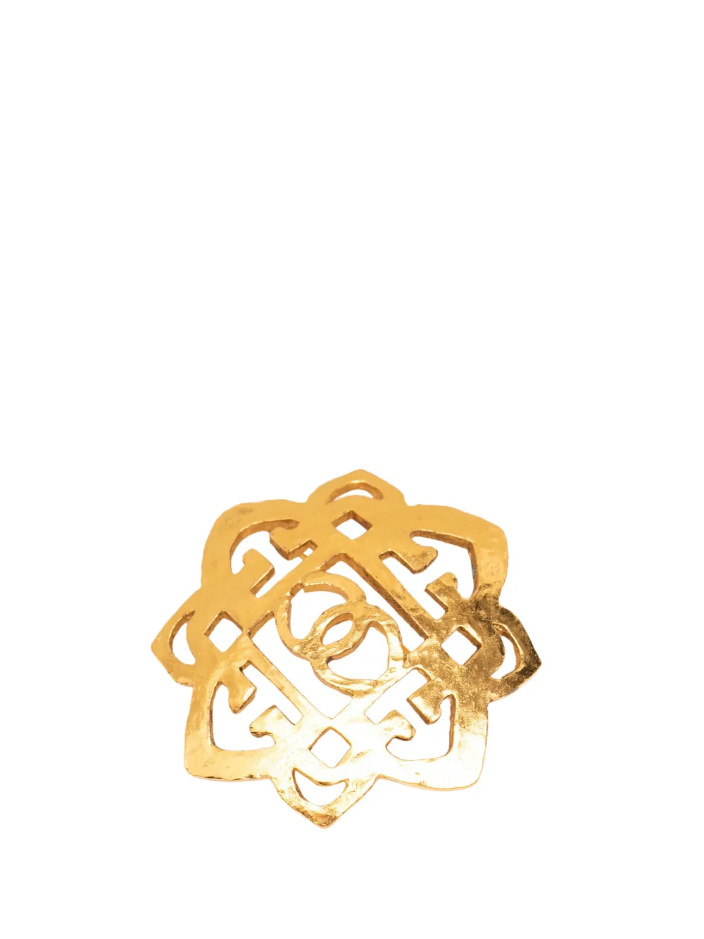 CHANEL Pre-Owned 1980-1990 CC Gold Plated Filigree Brooch costume brooch - Oro