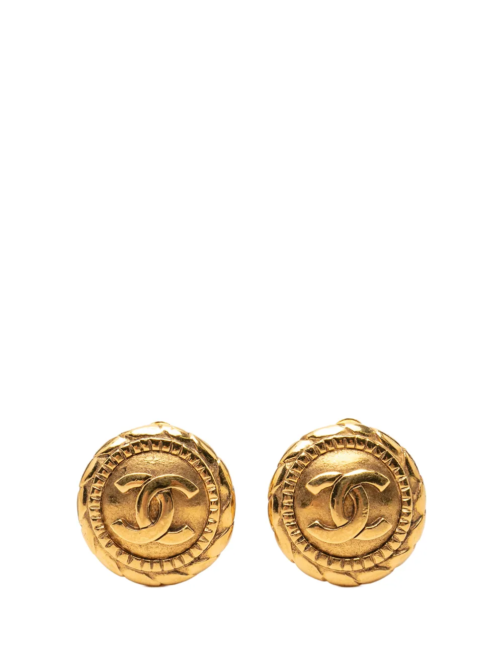 CHANEL Pre-Owned 1970-1980 CC Gold Plated Button Clip On Earrings costume earrings - Oro