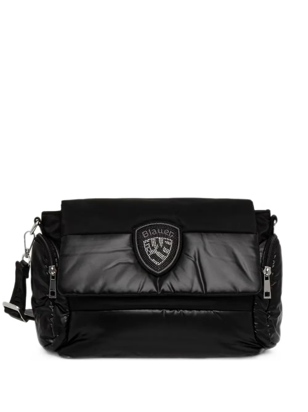Blauer Padded Crystal-embellished Shoulder Bag In Black