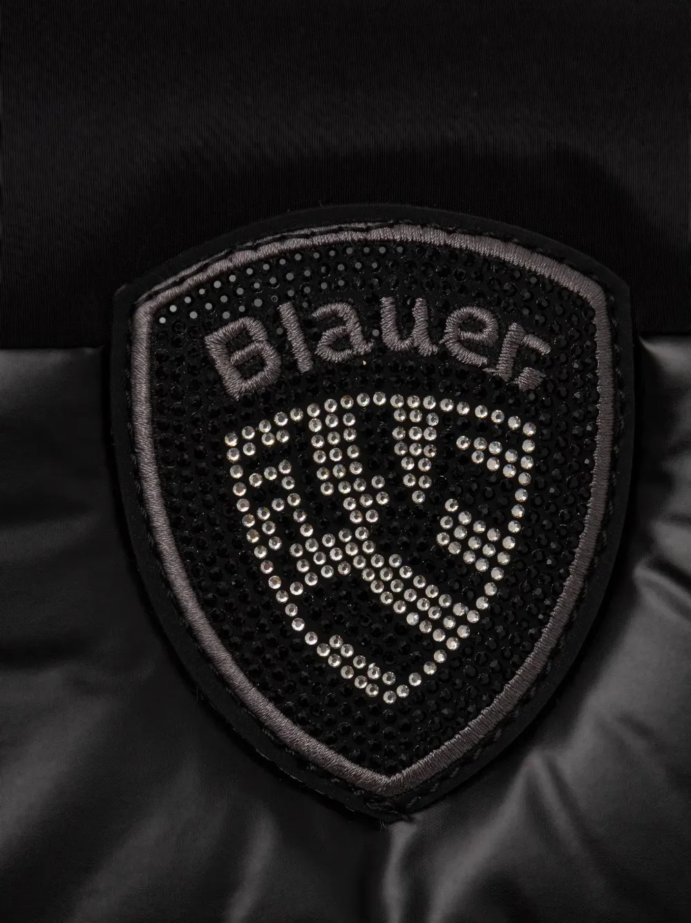 Blauer Gewatteerde schoudertas verfraaid met kristallen Zwart