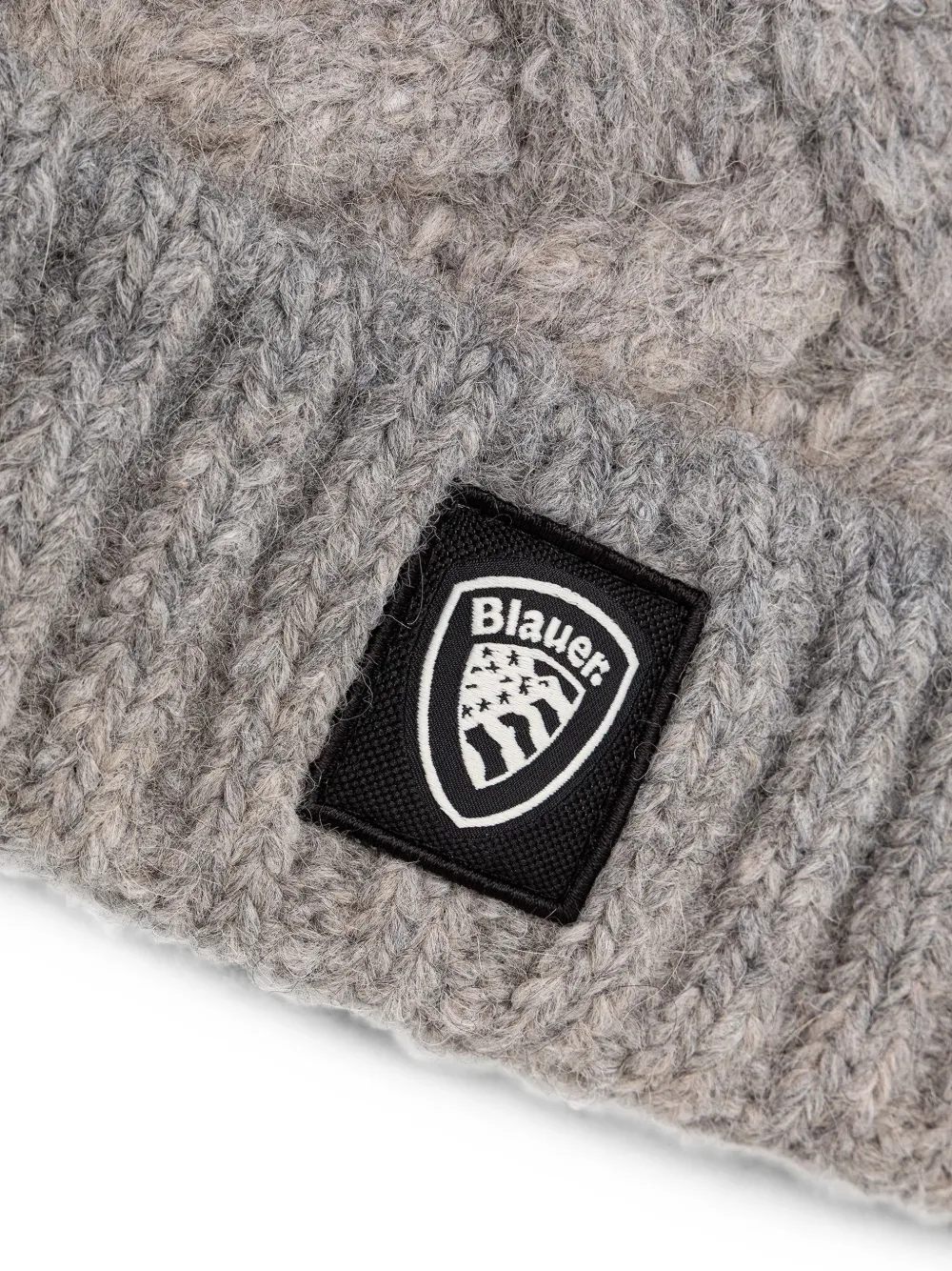 Blauer Euclid cable-knit beanie hat Grijs