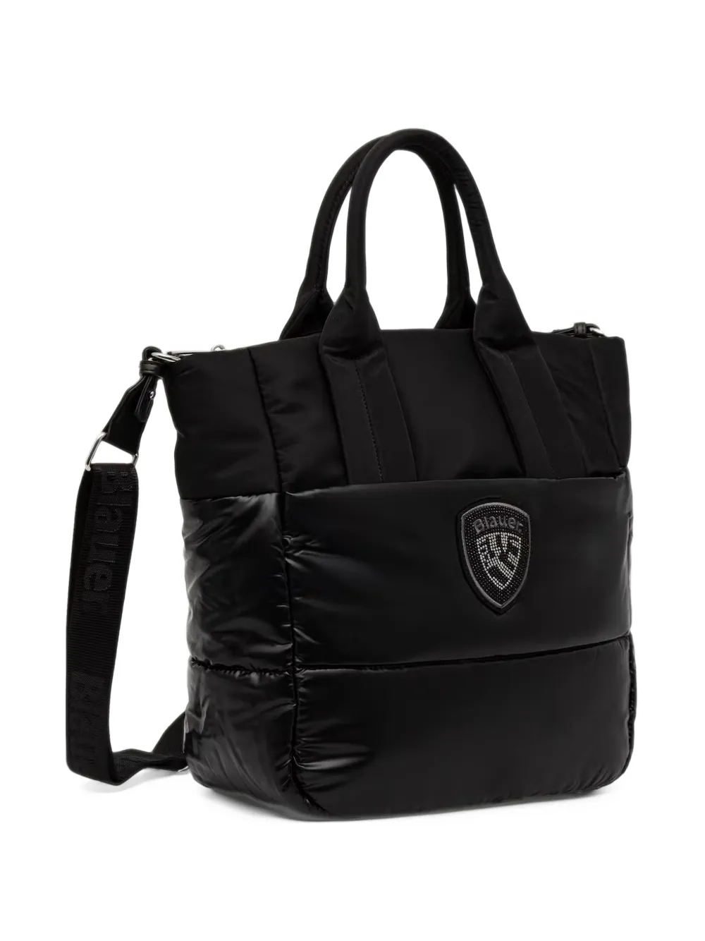 Blauer logo-patch quilted tote bag Zwart