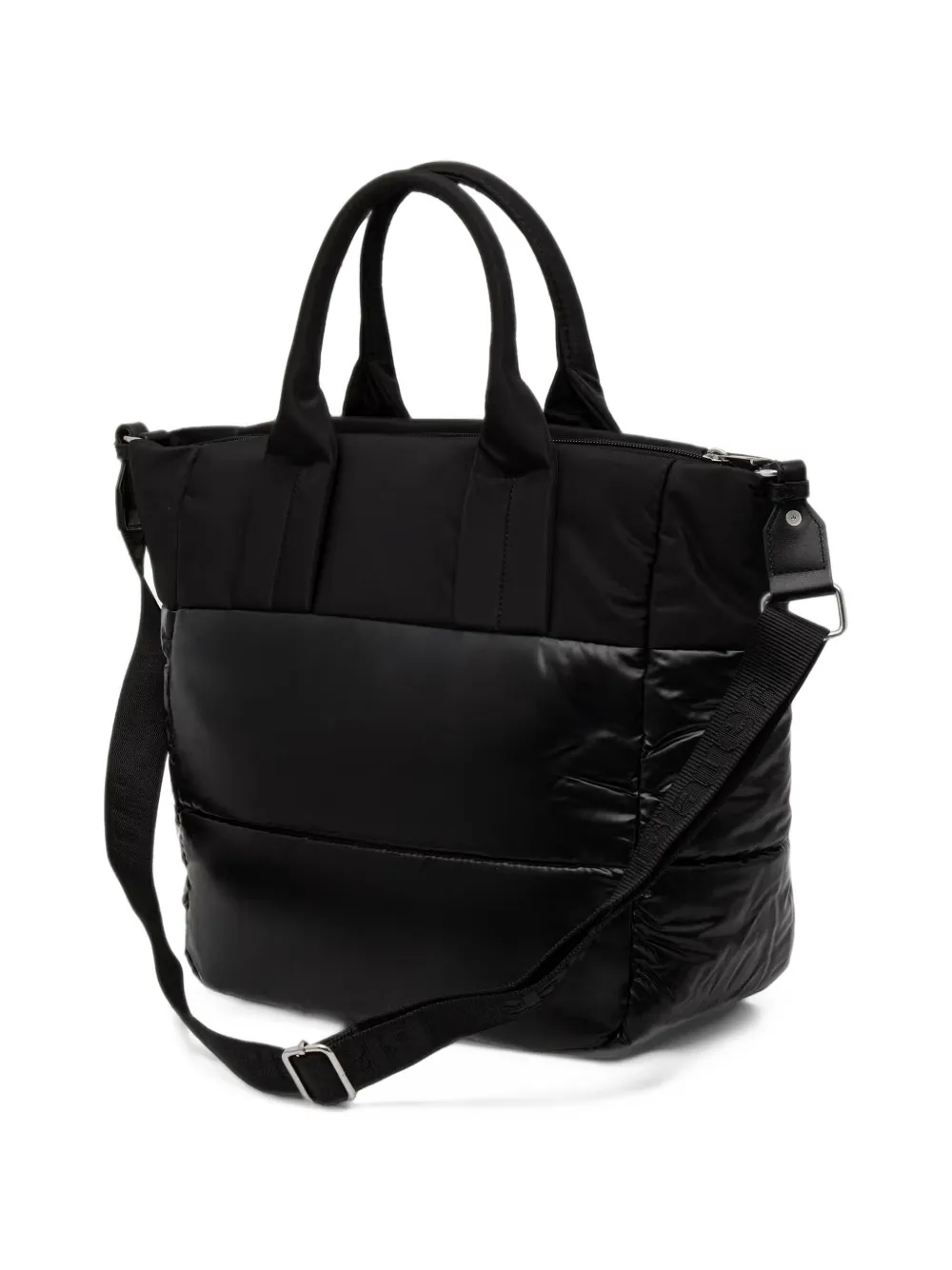 Blauer logo-patch quilted tote bag Zwart