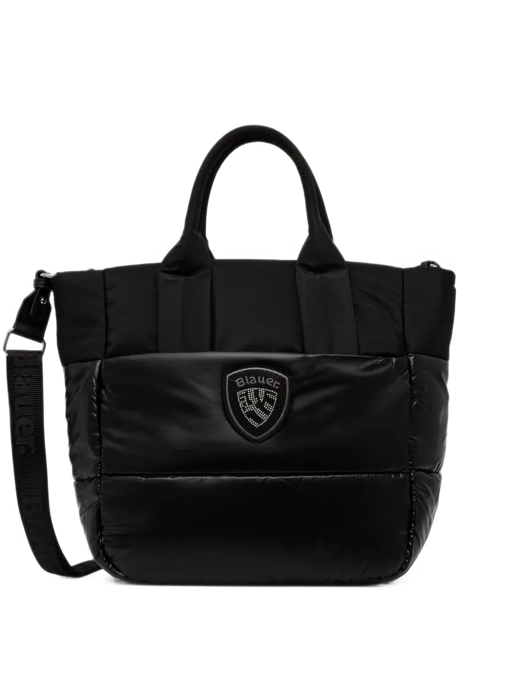 Blauer logo-patch quilted tote bag - Nero