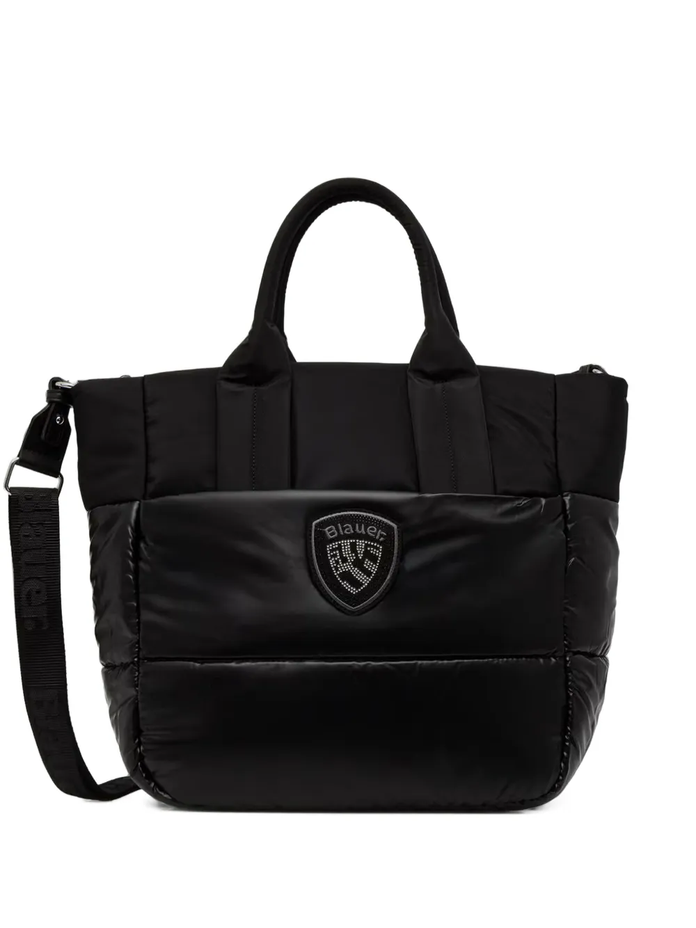 Blauer logo-patch quilted tote bag - Nero