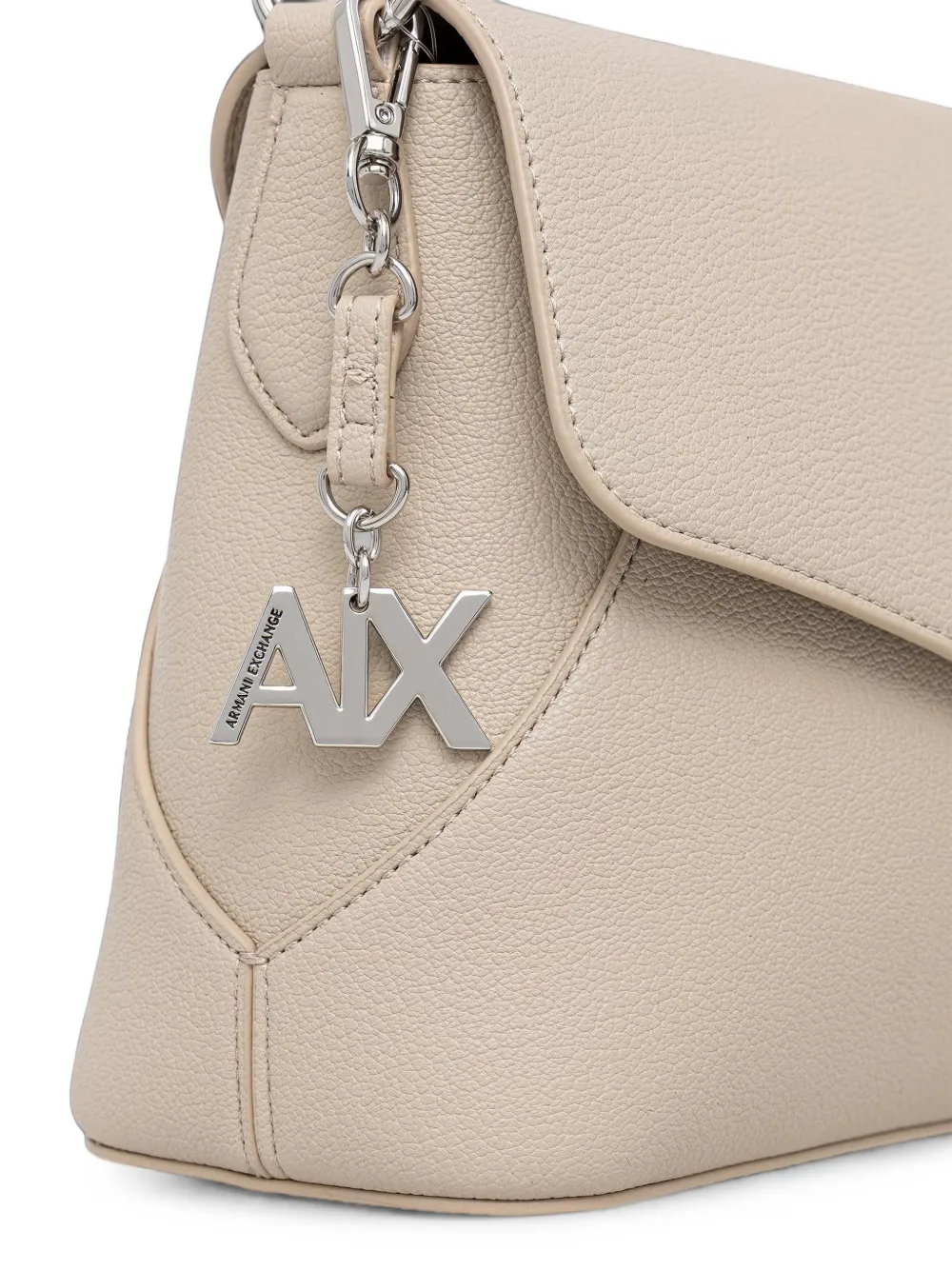 Armani Exchange Bewerkte schoudertas met logoplakkaat Beige