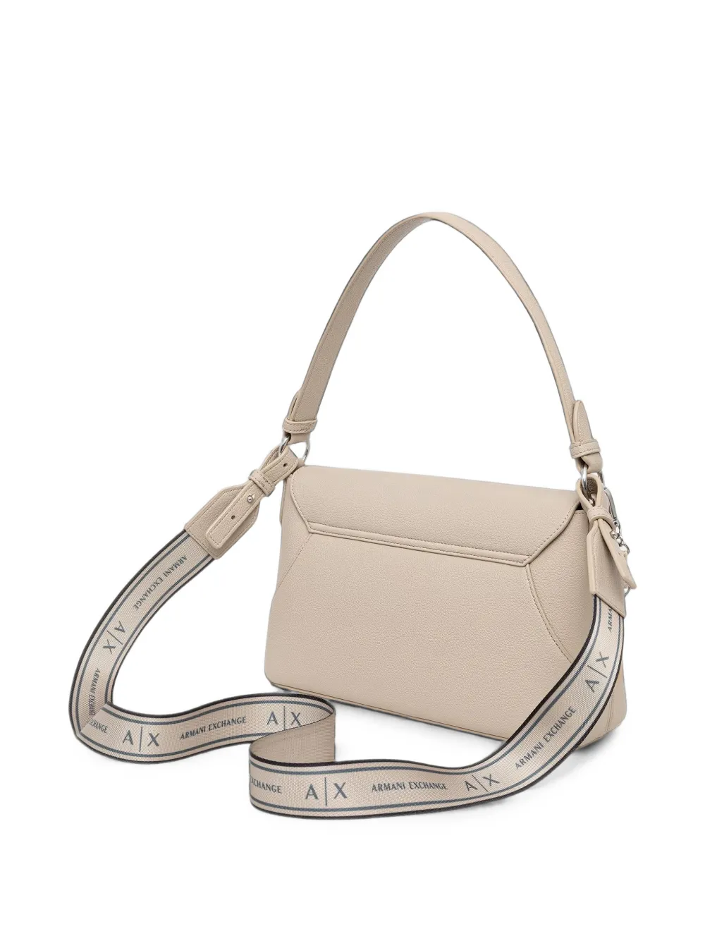 Armani Exchange Bewerkte schoudertas met logoplakkaat Beige