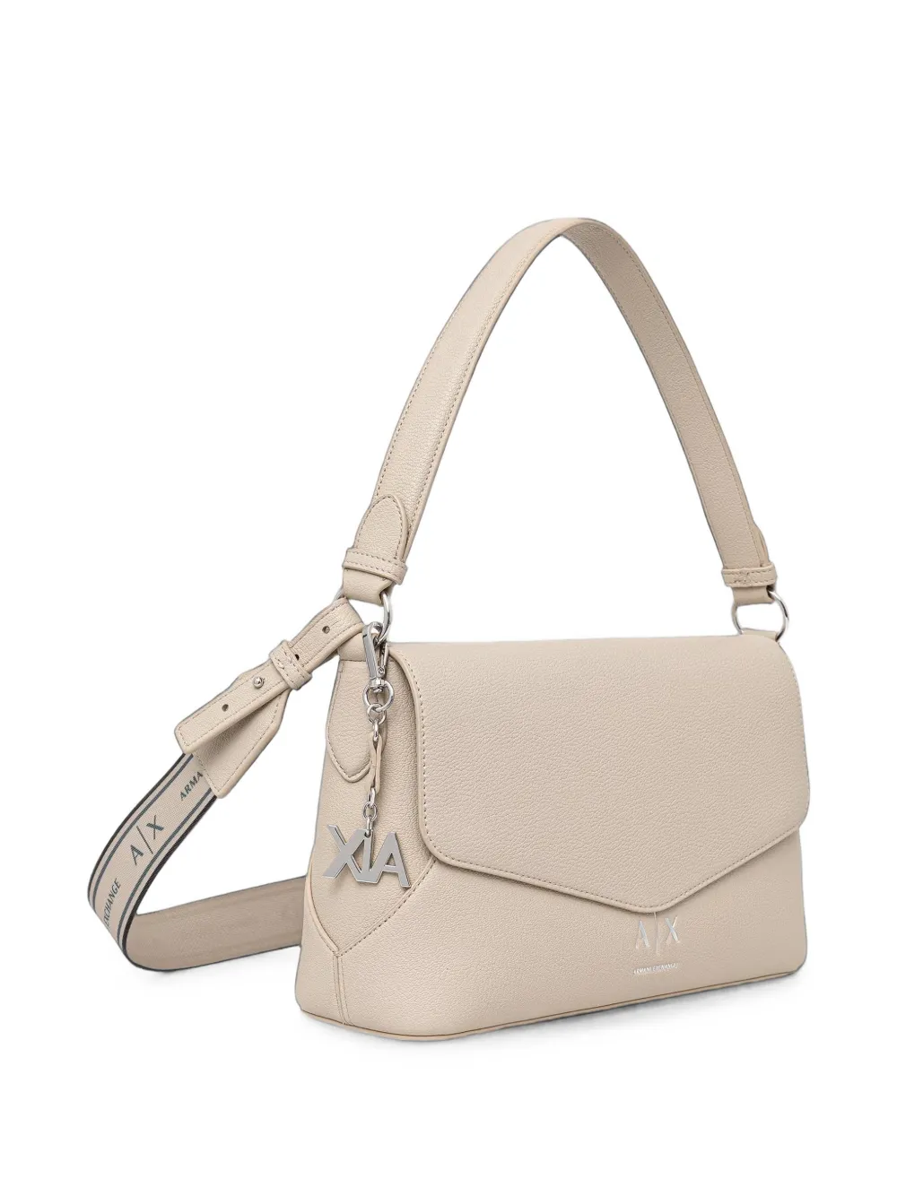 Armani Exchange Bewerkte schoudertas met logoplakkaat Beige