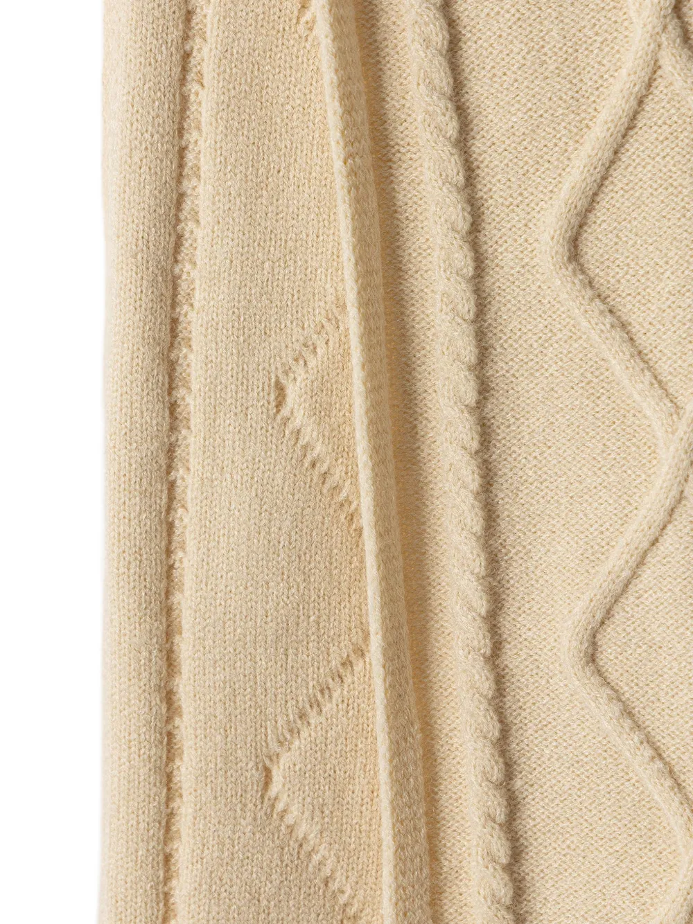 Armani Exchange Kabelgebreide sjaal met geribbelde afwerking Beige