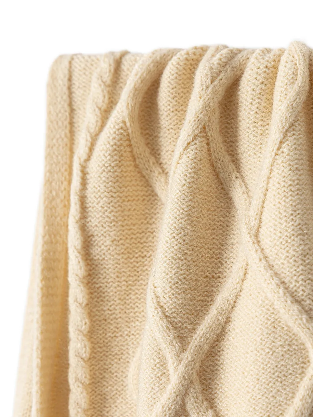Armani Exchange Kabelgebreide sjaal met geribbelde afwerking Beige