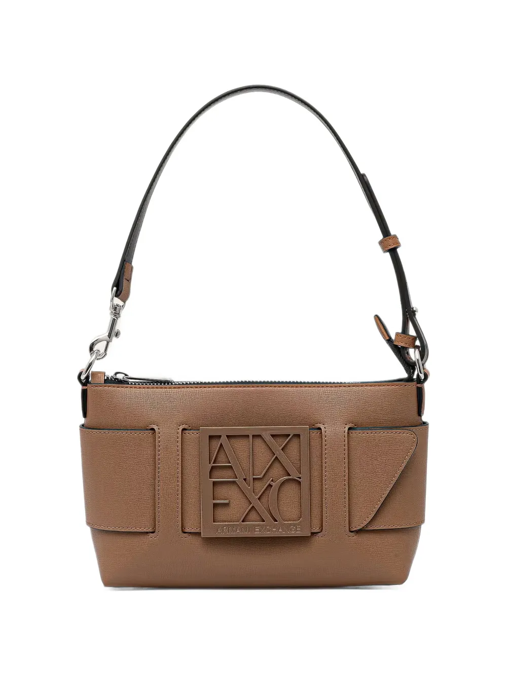 Armani Exchange logo-plaque shoulder bag - Braun