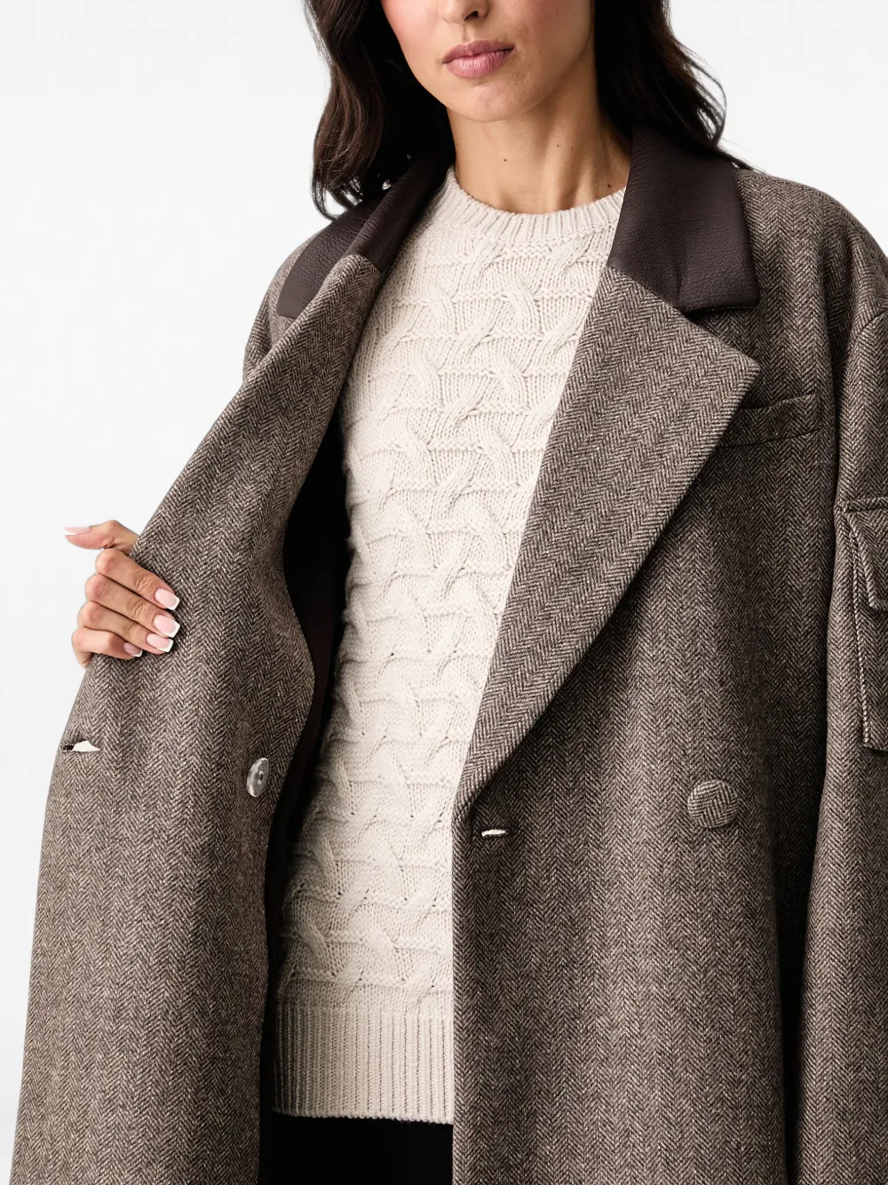 Armani Exchange Jack met dubbele rij knopen Bruin