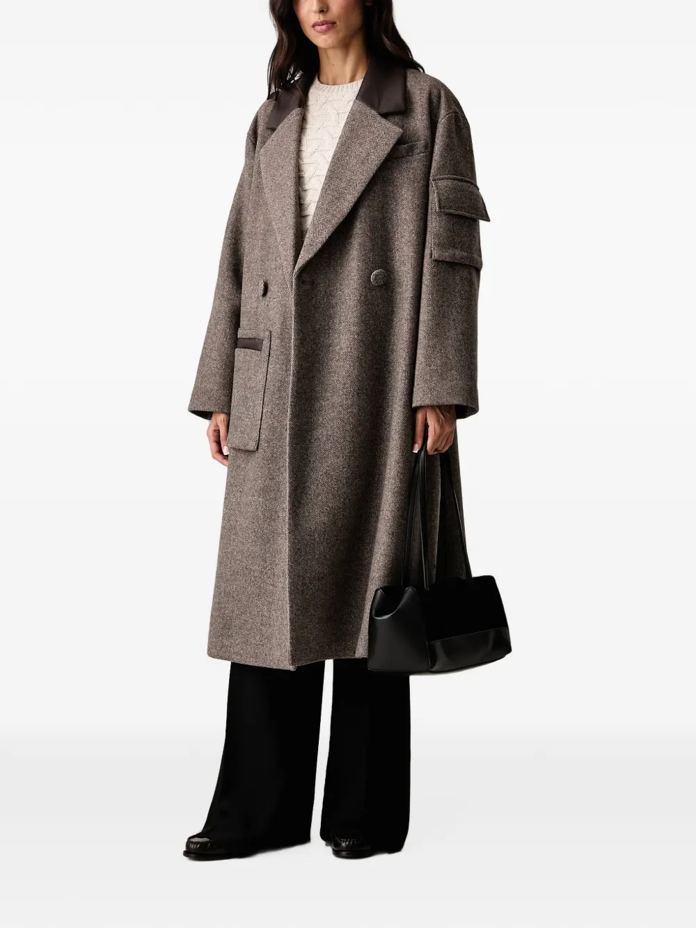 Armani Exchange Jack met dubbele rij knopen Bruin