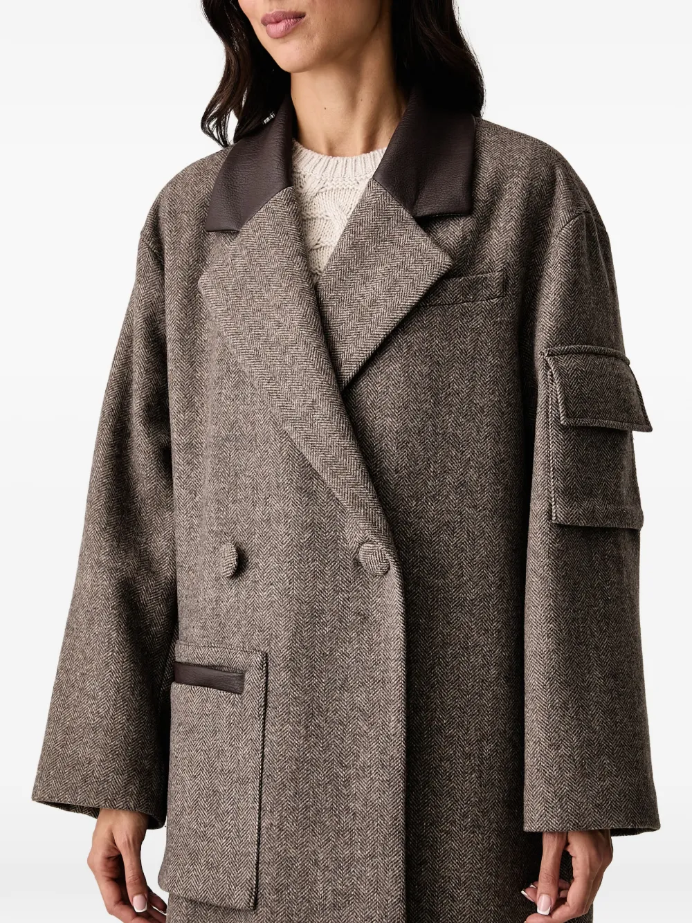 Armani Exchange Jack met dubbele rij knopen Bruin
