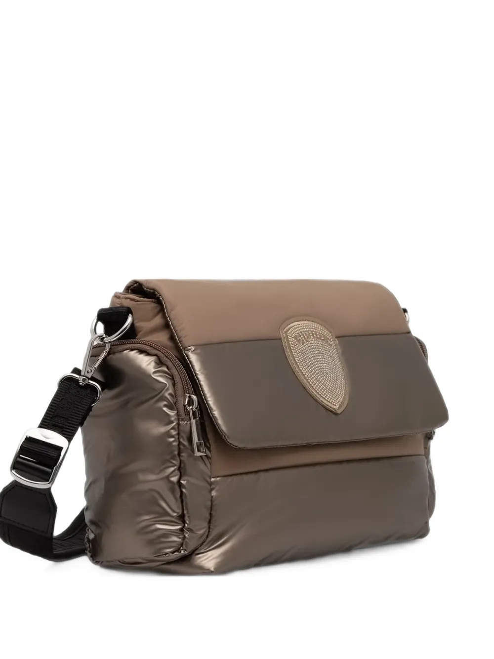 Blauer Padded Crystal-logo Shoulder Bag In Brown