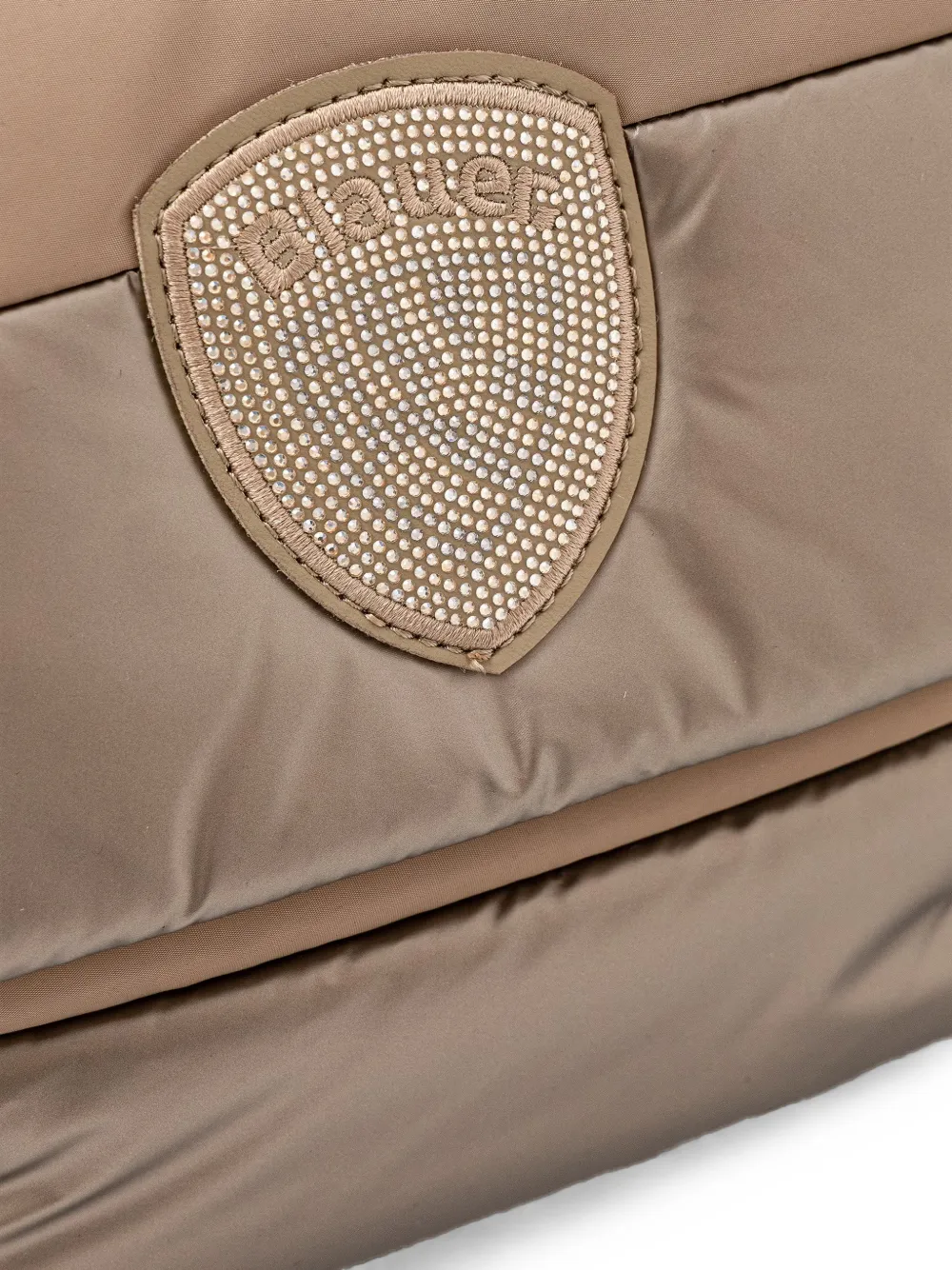 Blauer padded crystal-logo shoulder bag Beige