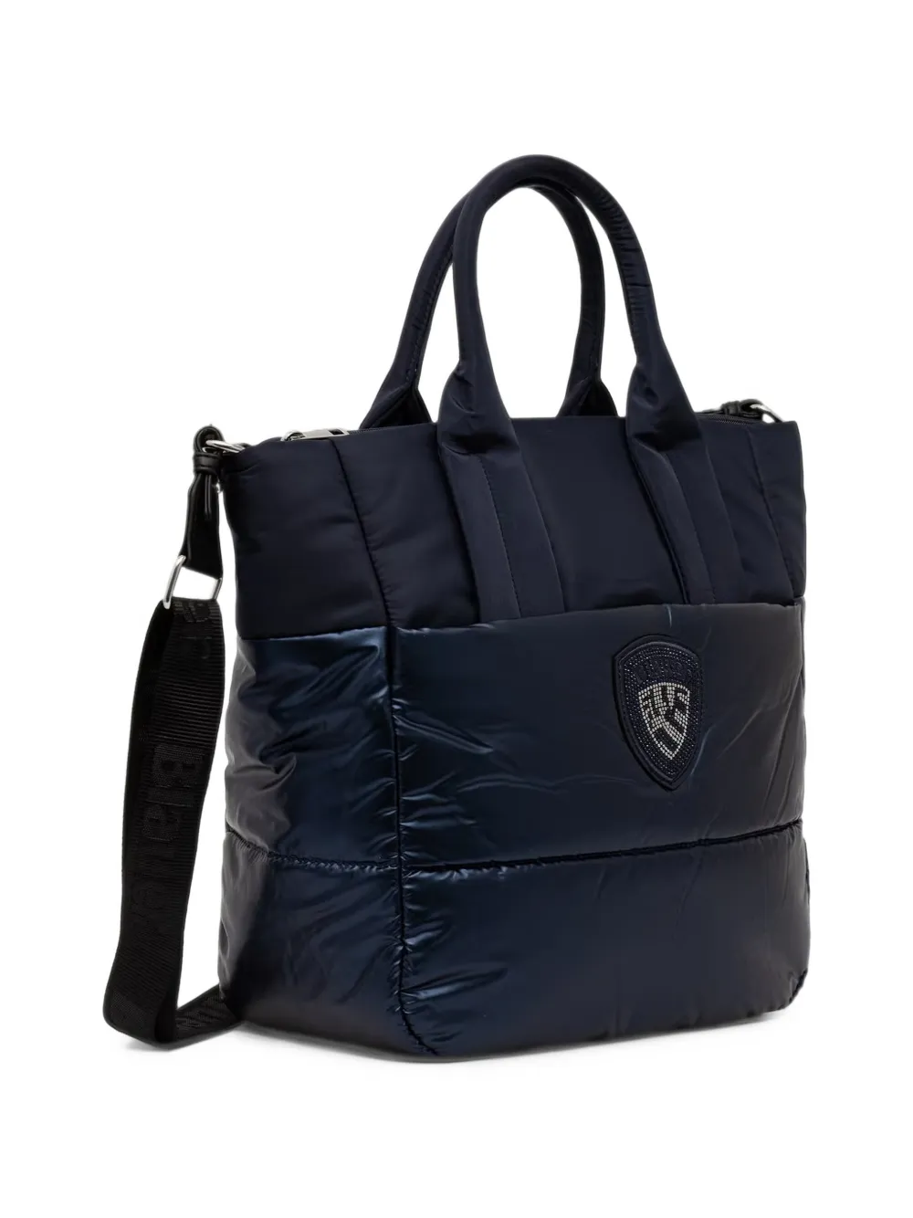 Blauer quilted logo-patch tote bag Blauw
