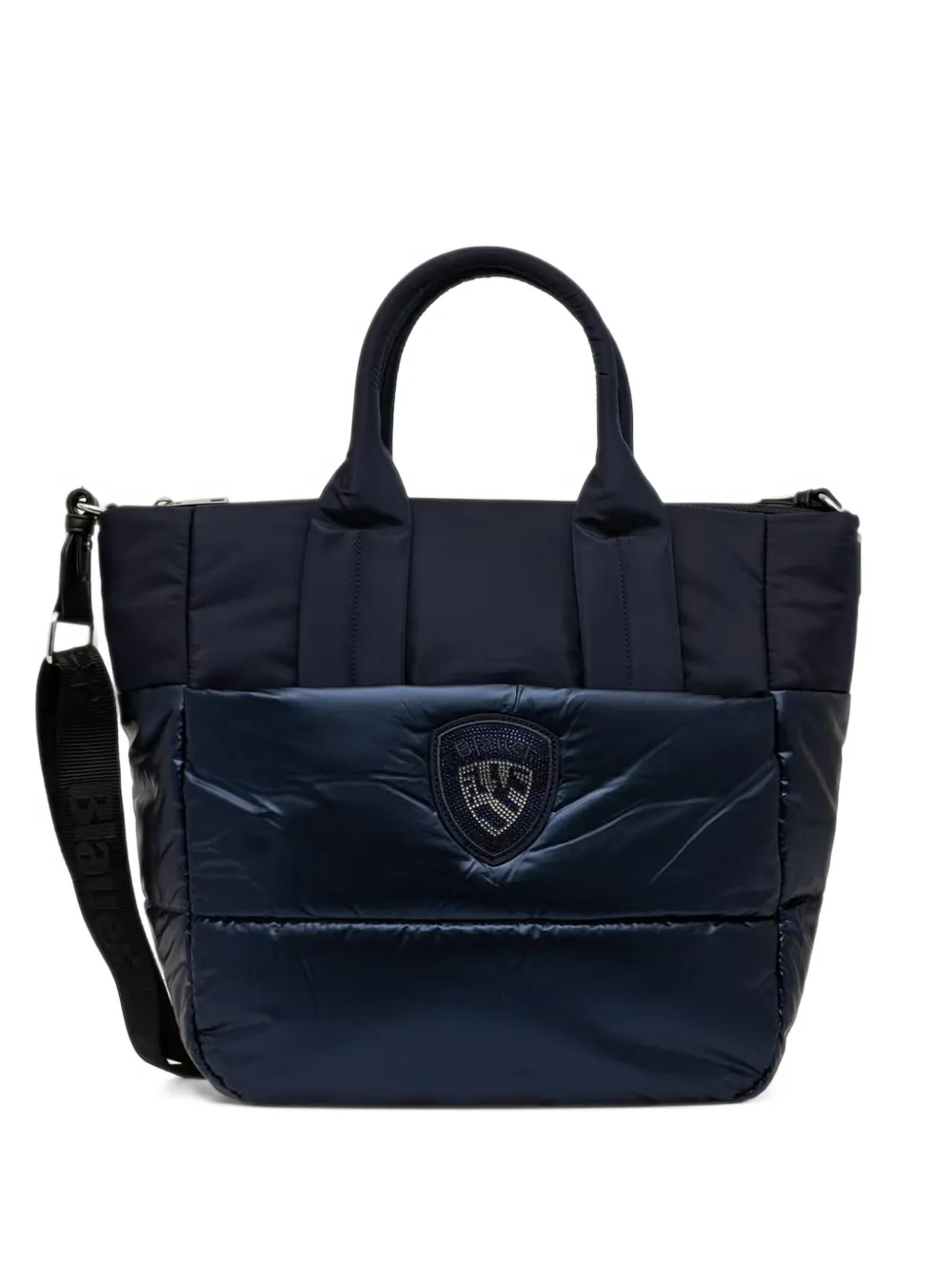 Blauer quilted logo-patch tote bag Blauw
