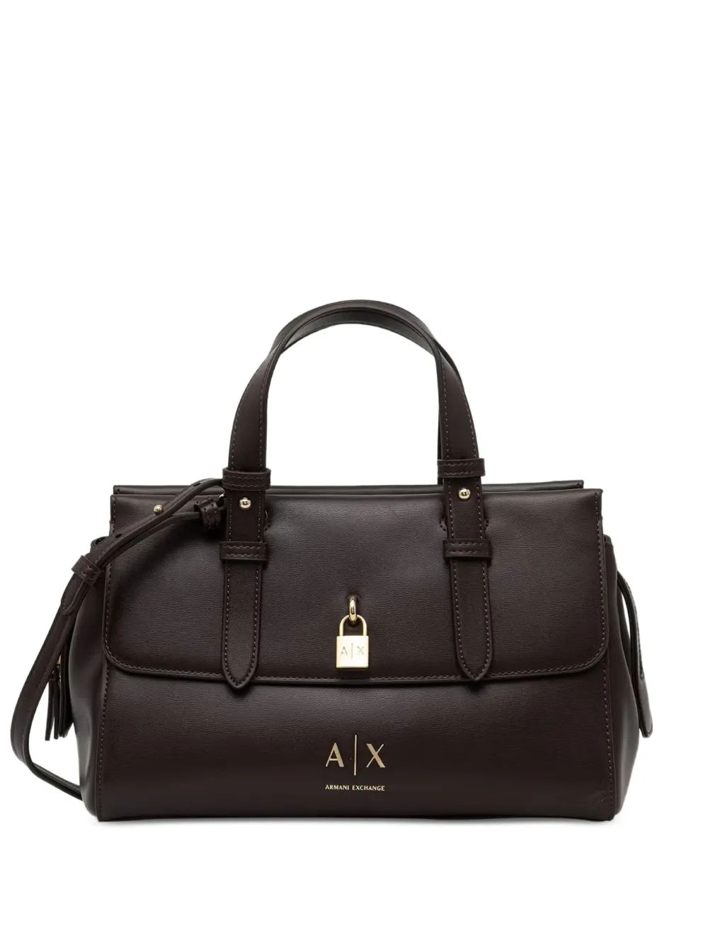 Armani Exchange padlock-detail logo-print tote bag - Marrone