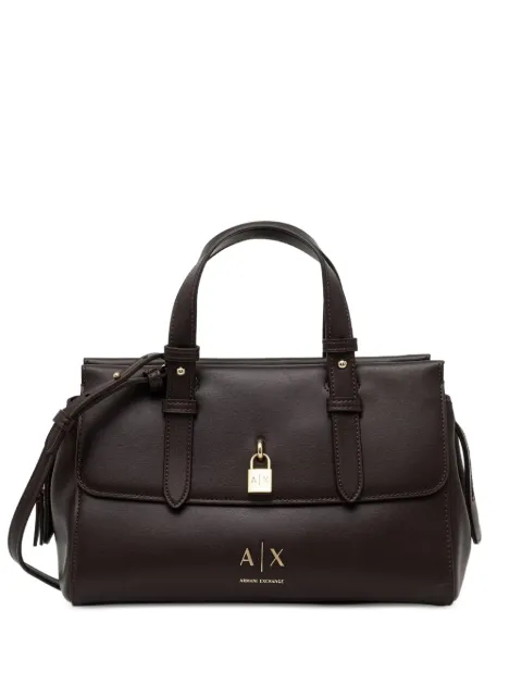 Armani Exchange tote con detalle de candado y logo estampado