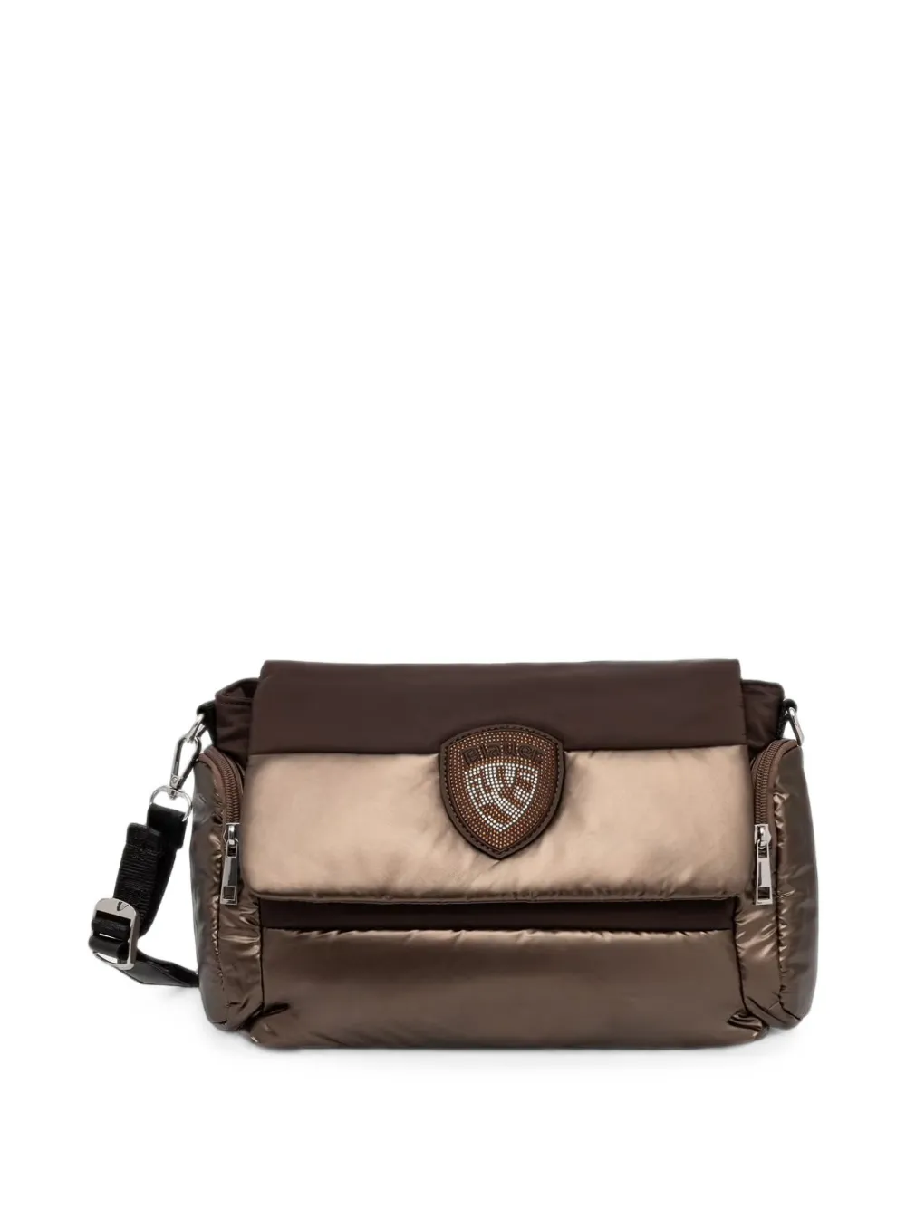 Blauer logo-patch padded shoulder bag - Marrone